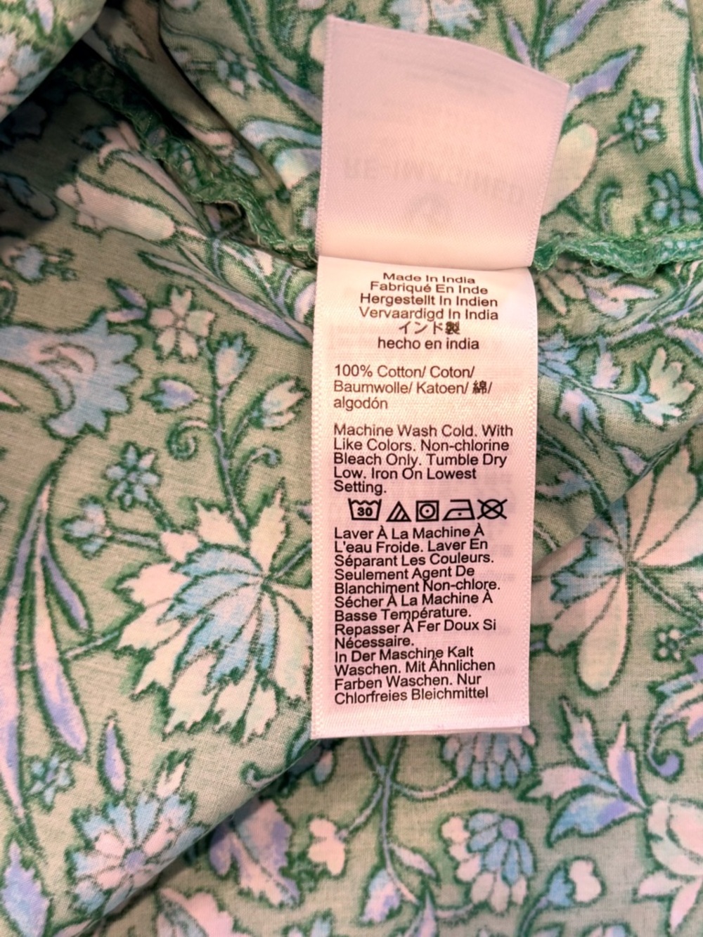 J.Crew Green Floral Cotton Puff Sleeve Ruffle Neck Blouse Top Size M - Picture 7 of 7
